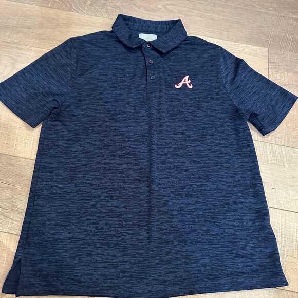 ATLANTA BRAVES MENS LARGE BLUE GOLF POLO SHIRT - Picture 1 of 8